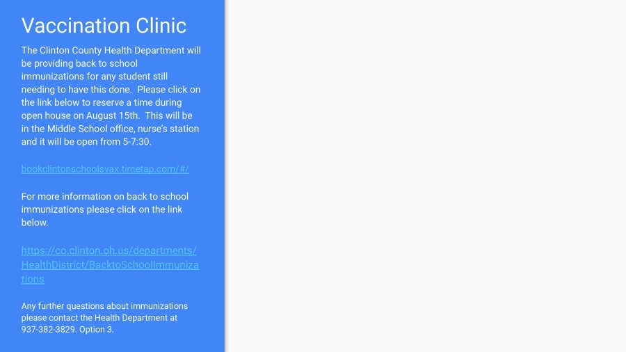 Vaccination Clinic flyer